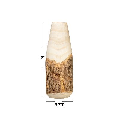 Storied Home Carved Paulownia Wood Vase