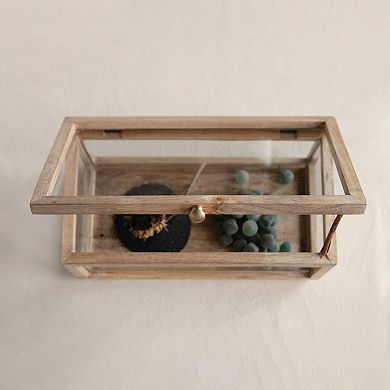 Storied Home Mango Wood Glass Display Box
