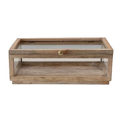 Storied Home Mango Wood Glass Display Box