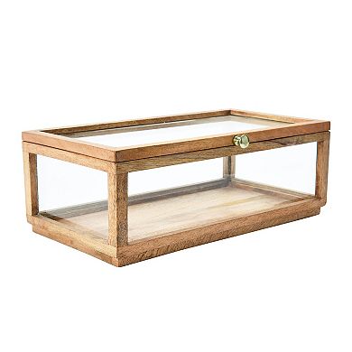 Storied Home Mango Wood Glass Display Box