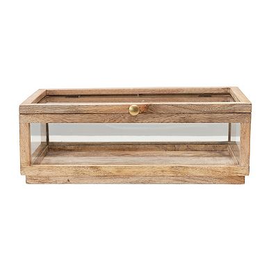 Storied Home Mango Wood Glass Display Box