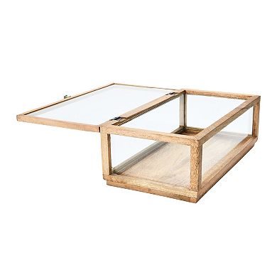 Storied Home Mango Wood Glass Display Box