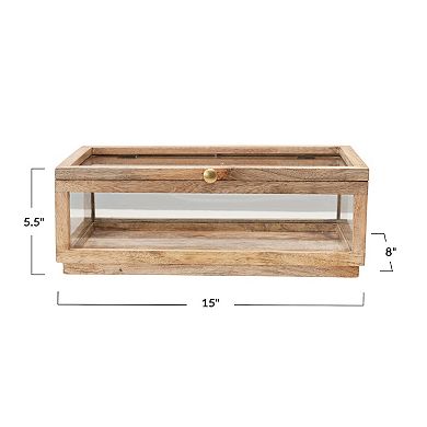 Storied Home Mango Wood Glass Display Box