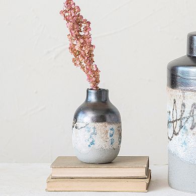 Storied Home Painted Reactive Glaze Stoneware Vase Table Decor