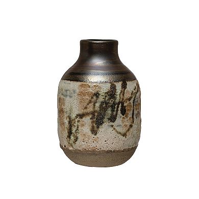 Storied Home Painted Reactive Glaze Stoneware Vase Table Decor