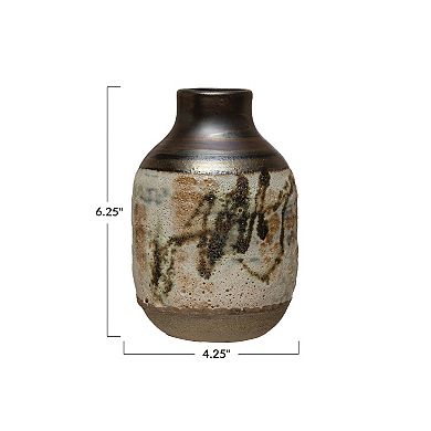Storied Home Painted Reactive Glaze Stoneware Vase Table Decor