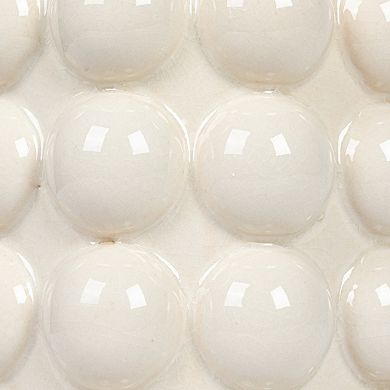 Storied Home Stoneware Raised Dots Storage Canister with Wood Lid