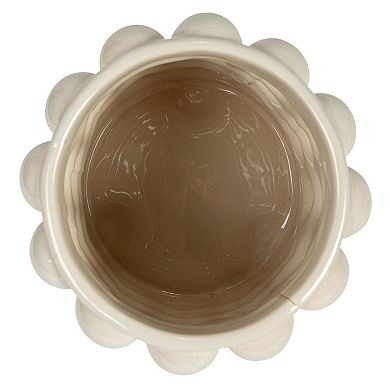 Storied Home Stoneware Raised Dots Storage Canister with Wood Lid