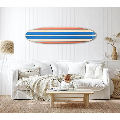 Storied Home Reclaimed Wood Striped Surfboard Wall Decor