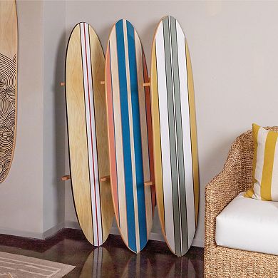 Storied Home Reclaimed Wood Striped Surfboard Wall Decor