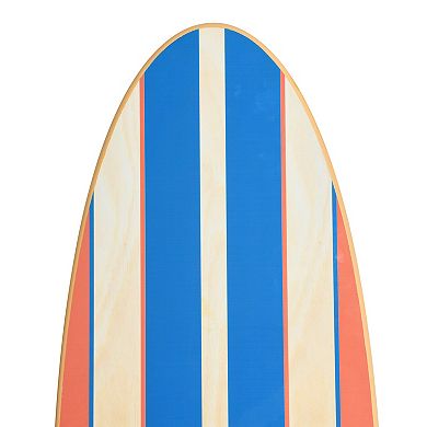 Storied Home Reclaimed Wood Striped Surfboard Wall Decor