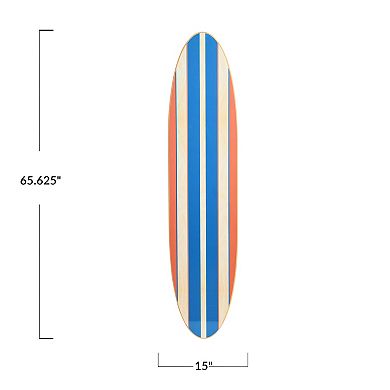 Storied Home Reclaimed Wood Striped Surfboard Wall Decor