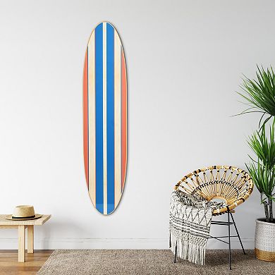 Storied Home Reclaimed Wood Striped Surfboard Wall Decor