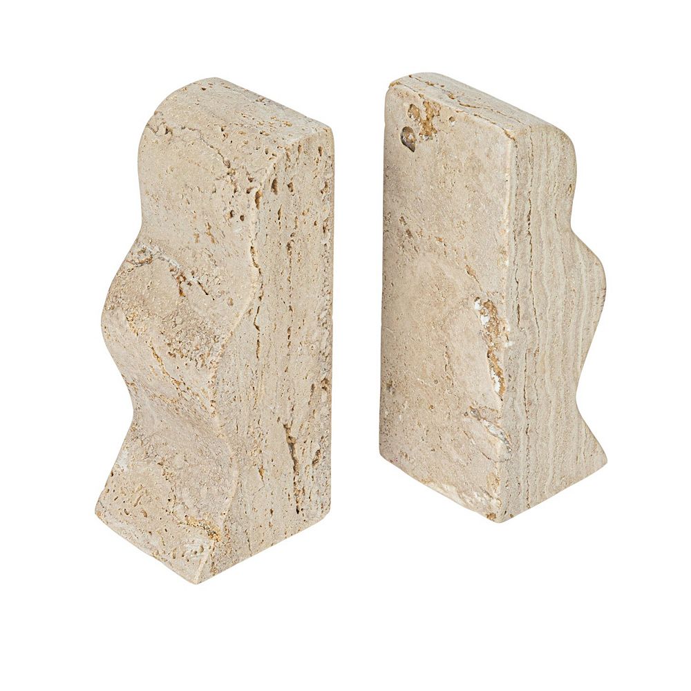 Storied Home 2-pc. Decorative Travertine Wave Bookend Set