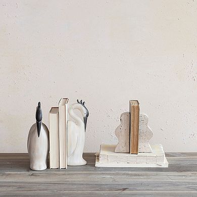 Storied Home 2-pc. Decorative Travertine Wave Bookend Set