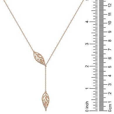 Classic Treasures 14k Rose Gold over Silver 1/10 Carat T.W. Diamond Leaf Y-Necklace