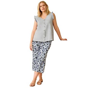 Ellos Plus Size Wide-Leg Crop Pants