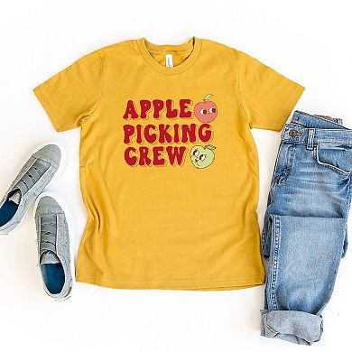 Cartoon Apple Picking Crew Youth Short Sleeve Graphic Tee