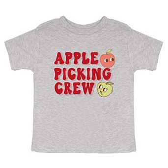 Cartoon Apple Picking Crew Youth Short Sleeve Graphic Tee