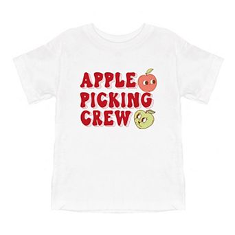 Cartoon Apple Picking Crew Youth Short Sleeve Graphic Tee