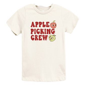Cartoon Apple Picking Crew Toddler Short Sleeve Graphic Tee