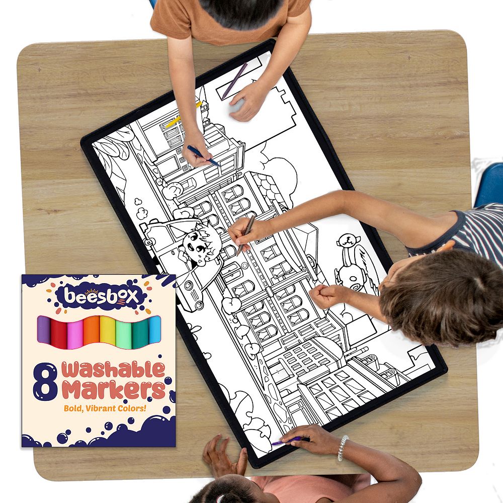Cars Trucks Airplanes City Coloring Washable Kid's Rugs Markers ...