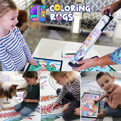 Adult Coloring Book Rug Washable Markers Artist Safari Animal Jungle Relaxation Rainy Day Activity