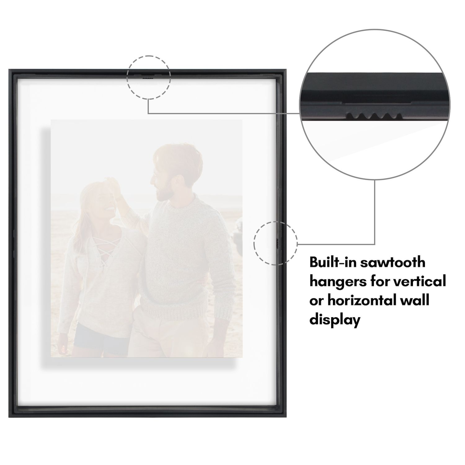 Americanflat Cornice Floreale 8.5x11 – Vetro Trasparente – Effetto Floating – Per Foto E Fiori Pressati – Nero