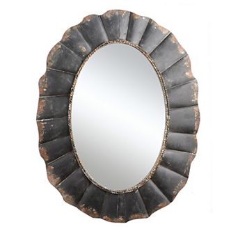 Oval Metal Scalloped Framed Wall Mirror