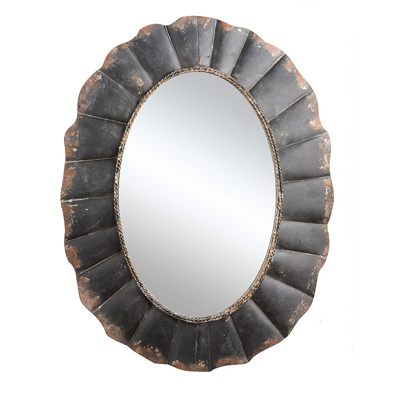 Oval Metal Scalloped Framed Wall Mirror, Multi