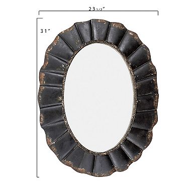 Oval Metal Scalloped Framed Wall Mirror
