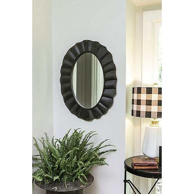 Oval Metal Scalloped Framed Wall Mirror