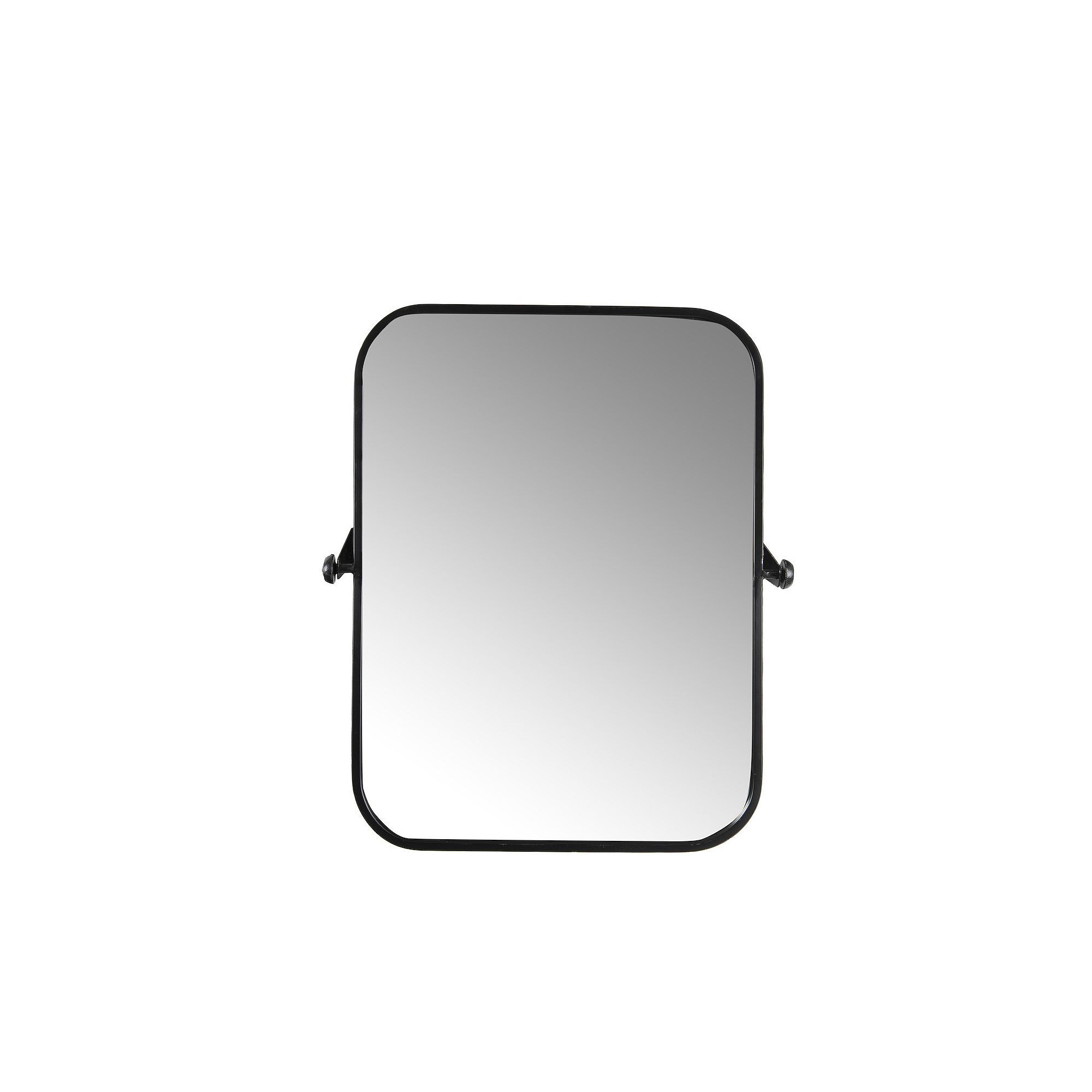 Round Edge Metal Framed Pivot Wall Mirror, Black