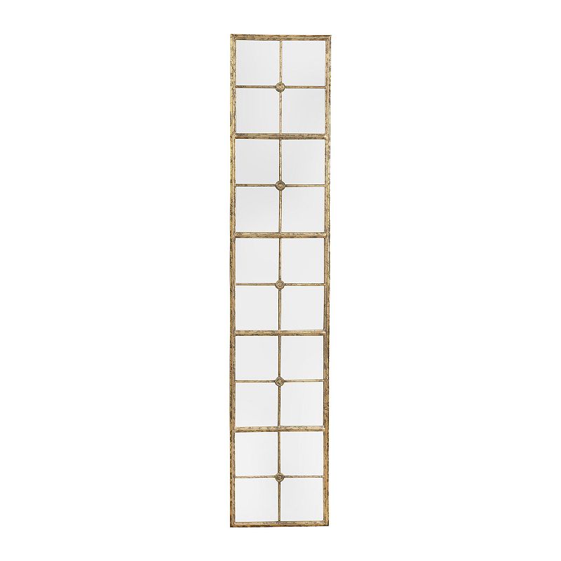 Creative Co-Op Distressed Rectangle Metal Framed Windowpane Wall Mirror  Gold