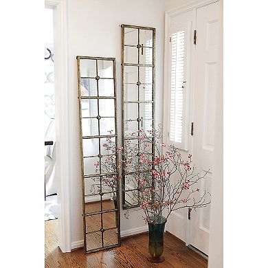 Rectangle Metal Windowpane Framed Wall Mirror