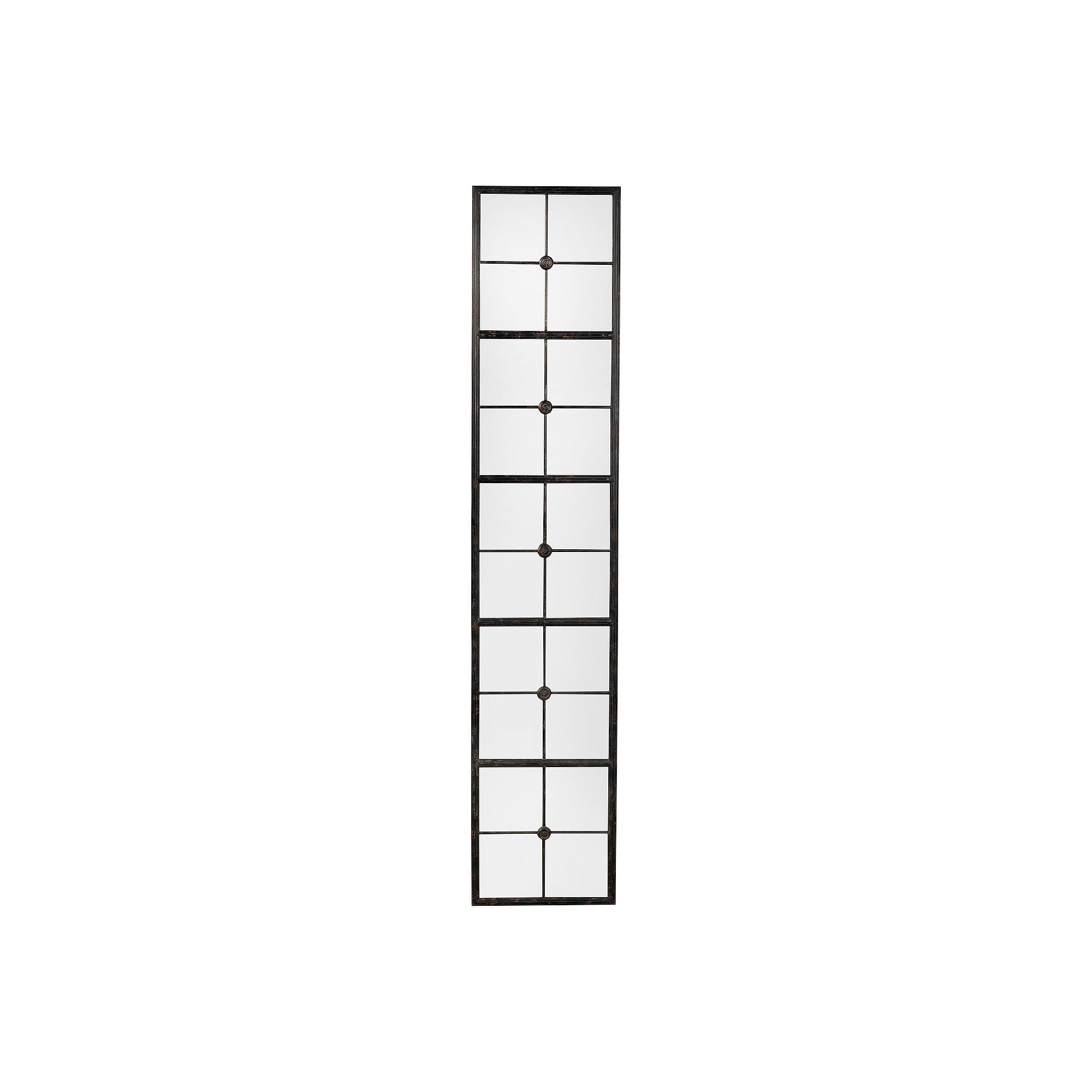 Rectangle Metal Windowpane Framed Wall Mirror, Black