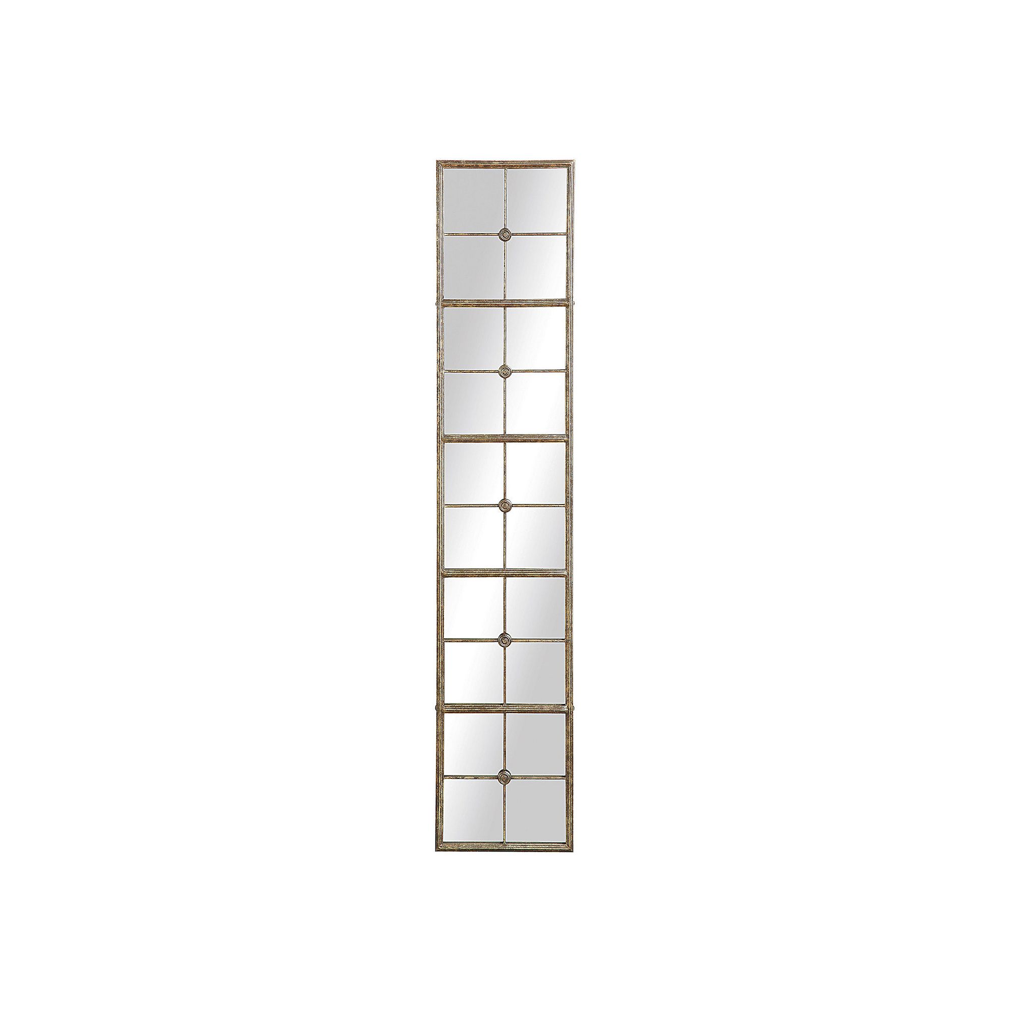 Rectangle Metal Windowpane Framed Wall Mirror, Gold
