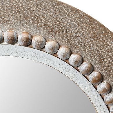 Round Coastal Wood Framed Wall Mirror
