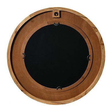 Round Coastal Wood Framed Wall Mirror