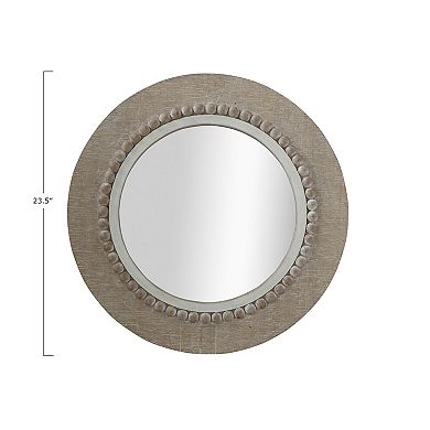 Round Coastal Wood Framed Wall Mirror