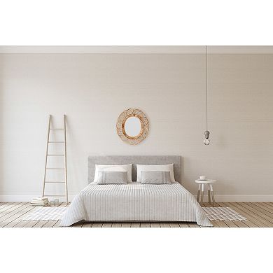 Boho Oval Woven Bamboo Framed Wall Mirror