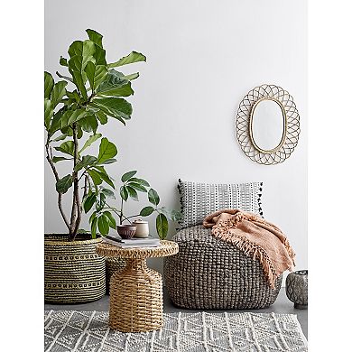 Boho Oval Woven Bamboo Framed Wall Mirror