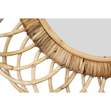 Boho Oval Woven Bamboo Framed Wall Mirror