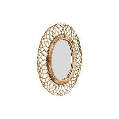 Boho Oval Woven Bamboo Framed Wall Mirror