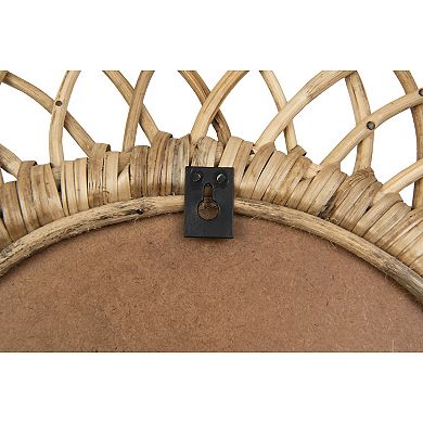 Boho Oval Woven Bamboo Framed Wall Mirror