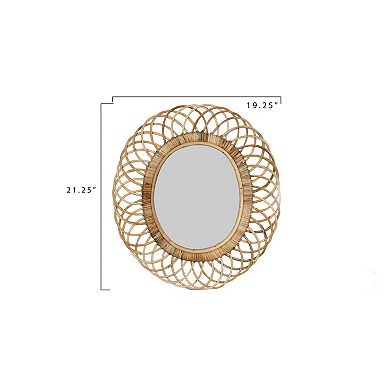 Boho Oval Woven Bamboo Framed Wall Mirror