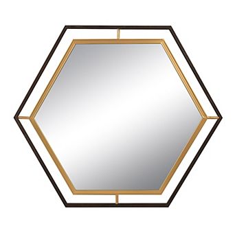Hexagon 2-Tone Metal Framed Wall Mirror