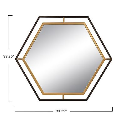 Hexagon 2-Tone Metal Framed Wall Mirror