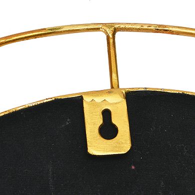 Oval Modern Boho Metal and Cane Framed Wall Mirror