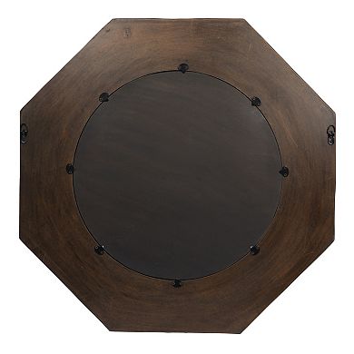 Hexagonal Carved Wood Framed Wall Mirror